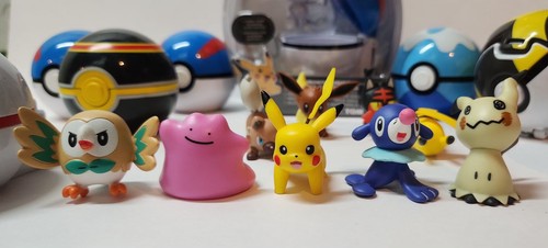 Pokémon Figures + Balls Lot / TOMY Litten Alolan Eeve Mimikyu - photo 3