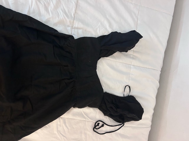 cute ruffle baby top black dress- sim and Sam XS
