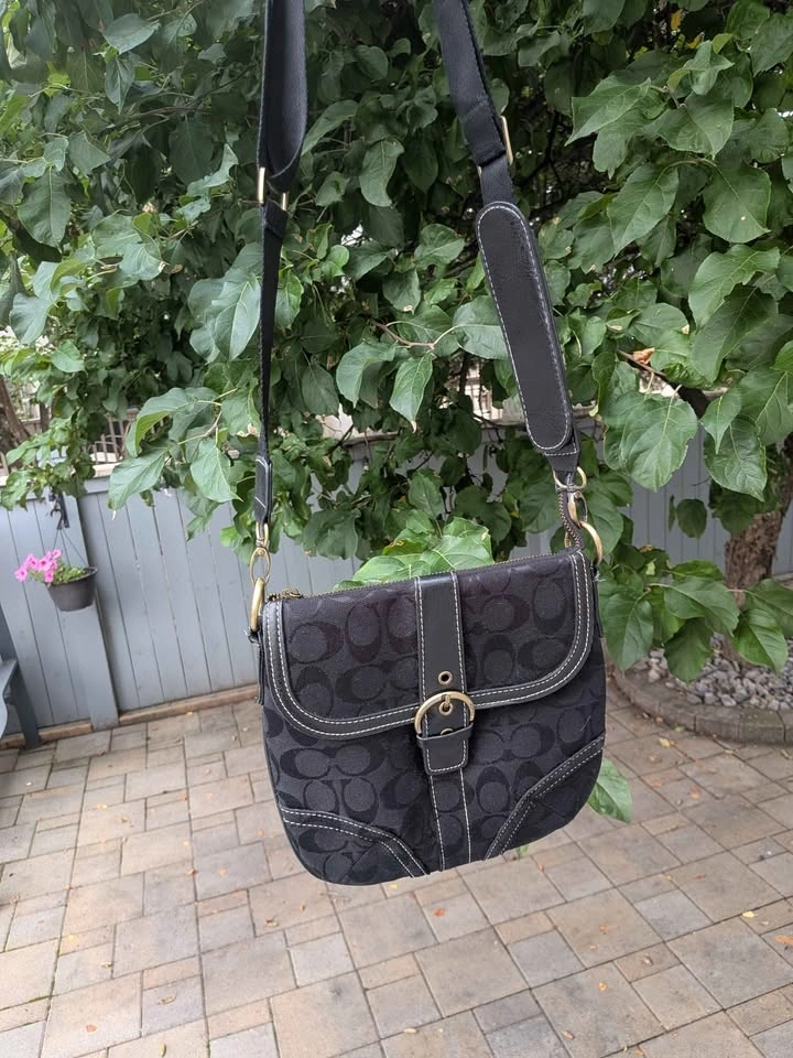 Coach Soho Signature Buckle Flap Hobo Bag - Black - photo 2