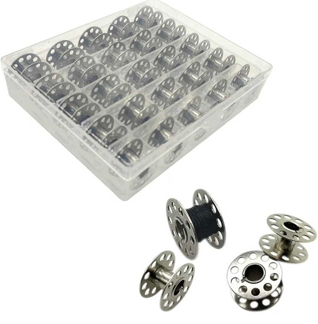 25-Piece Metal Sewing Machine Bobbins with Storage Case - photo 2