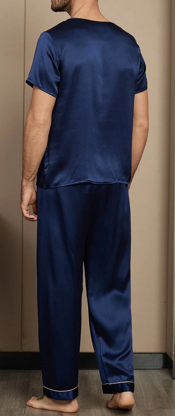 Pure Silk Men's Pajamas Set With Pants-L - photo 2