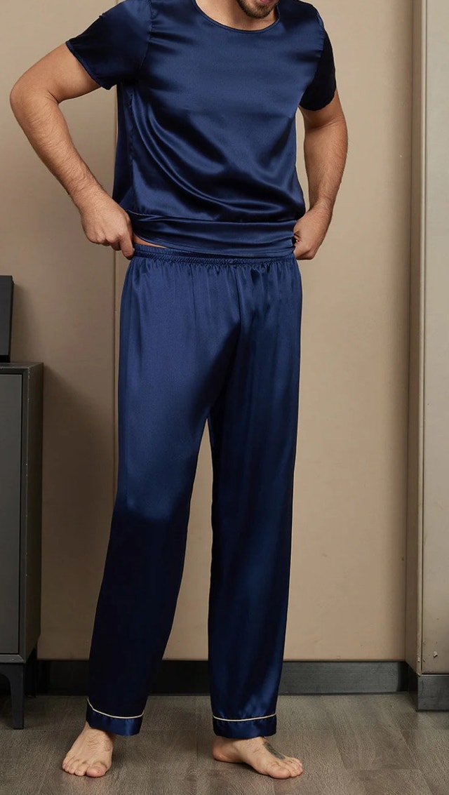 Pure Silk Men's Pajamas Set With Pants-L - photo 3