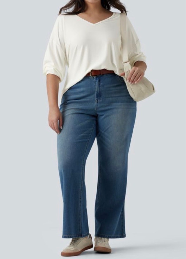 Plus Size V Neck Long Sleeve Casual Top-XL - photo 3