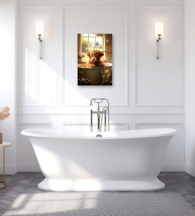 Highland Cow Bathing Canvas Art - photo 5