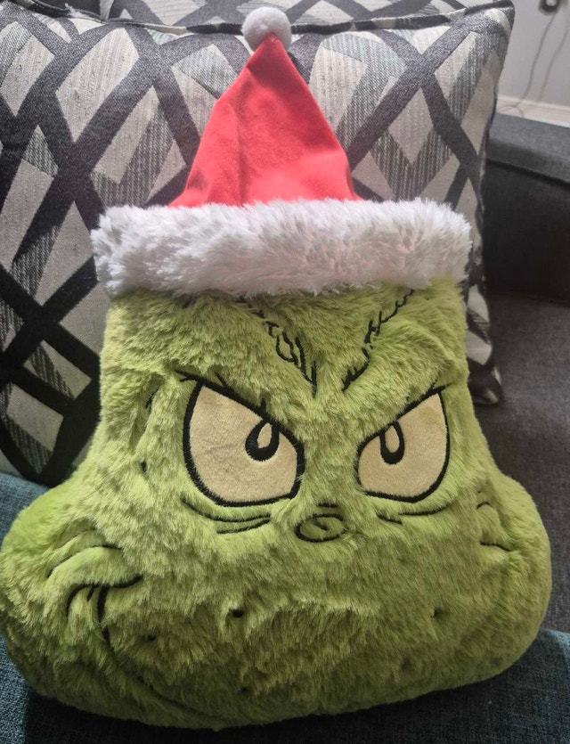 Grinch Pillow with Hat
