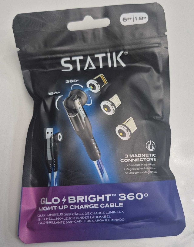 Statik Glo Bright 360 Degree Light Up Charge Cable