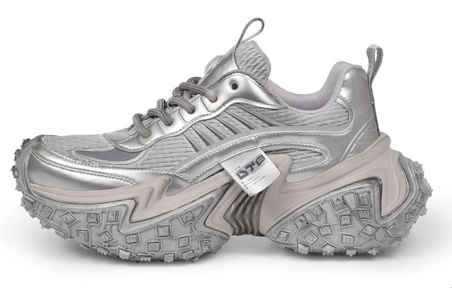 Silver Chunky Sole Sneakers-Size 11 or 12