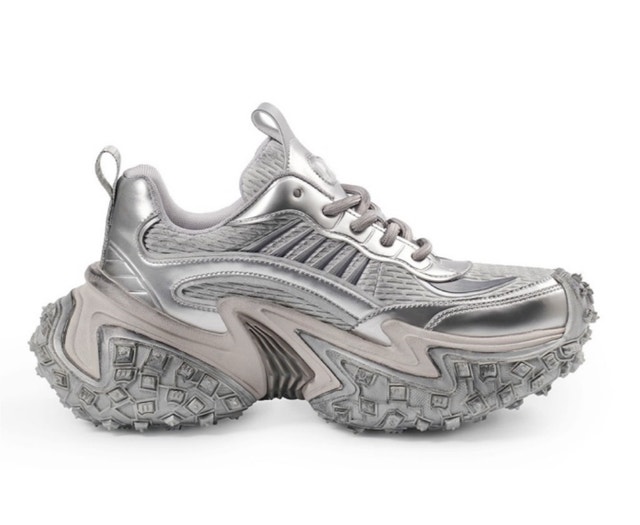 Silver Chunky Sole Sneakers-Size 11 or 12 - photo 2