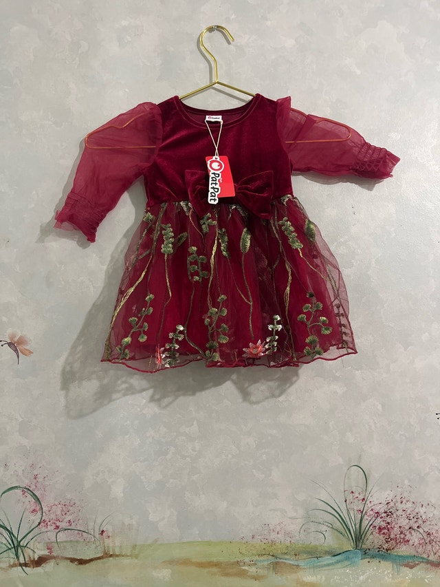 PatPat Red Velvet Dress-Size 9-12 Months