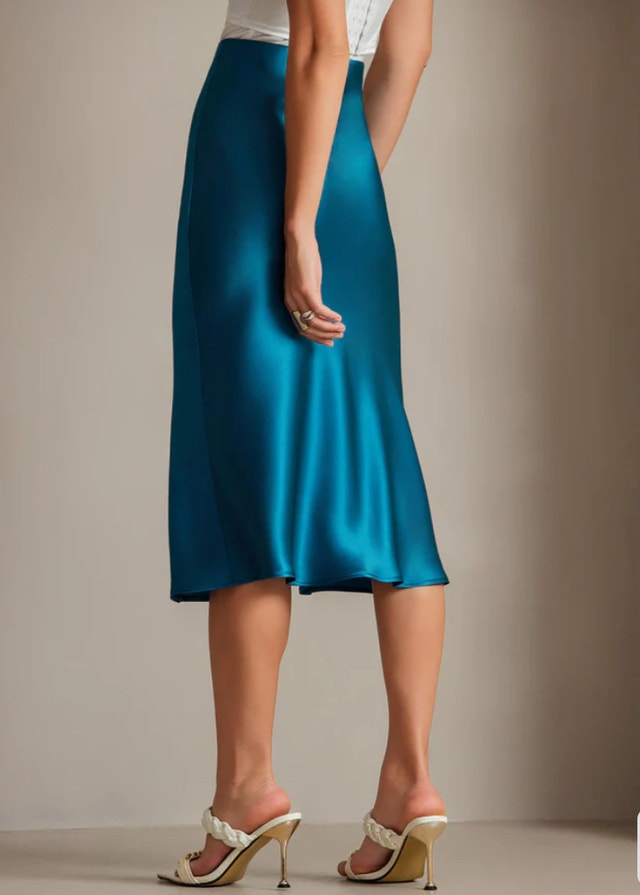 Mulberry Silk Stretch Long Straight Skirt-L - photo 2