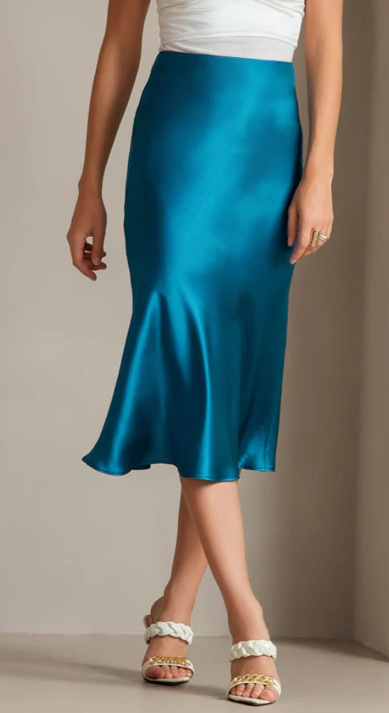 Mulberry Silk Stretch Long Straight Skirt-L - photo 3