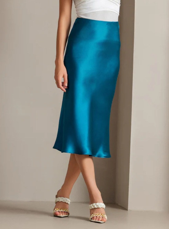 Mulberry Silk Stretch Long Straight Skirt-L - photo 4