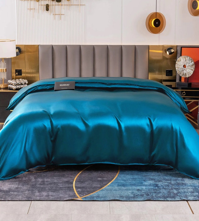 Silksilky Teal Duvet Cover with fitted sheet-King - photo 2