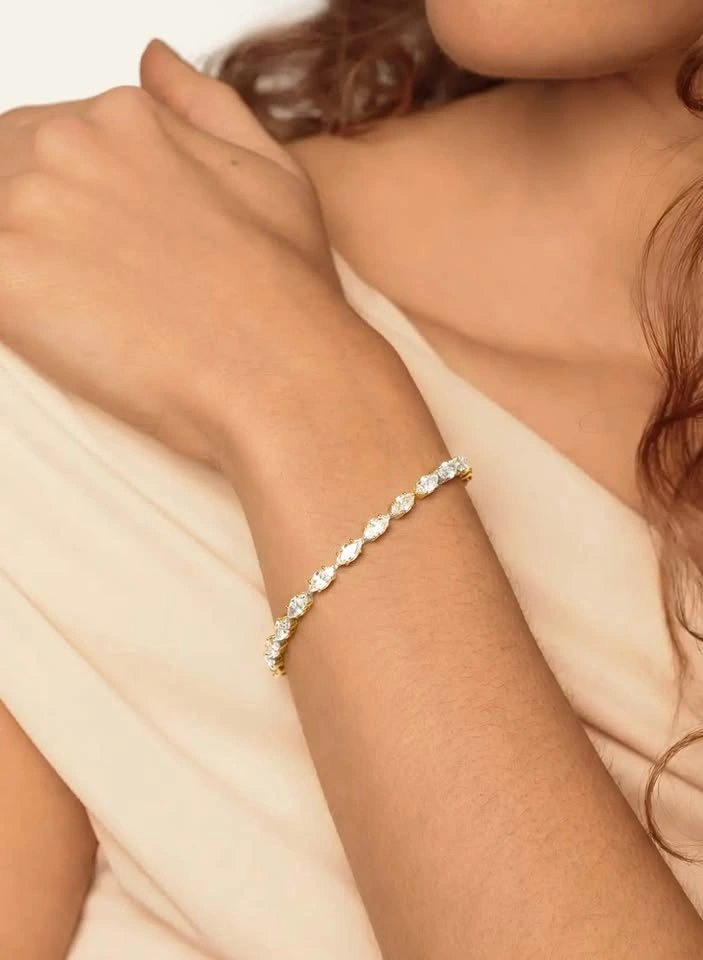 Azazie - Gold Mini Marquise Crystal Tennis Bracelet (BNIB) - photo 4