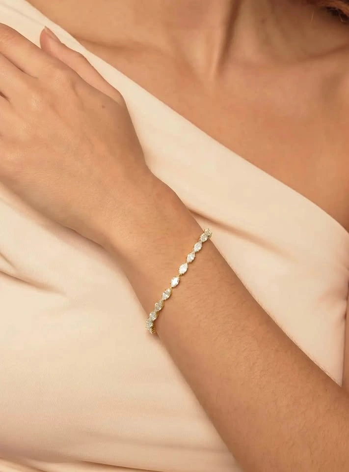 Azazie - Gold Mini Marquise Crystal Tennis Bracelet (BNIB) - photo 5