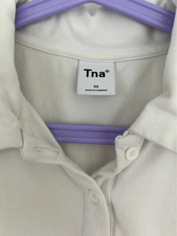 Aritzia TNA - White & Pink Crop Polo (XS) - photo 2