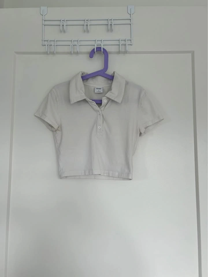 Aritzia TNA - White & Pink Crop Polo (XS) - photo 3