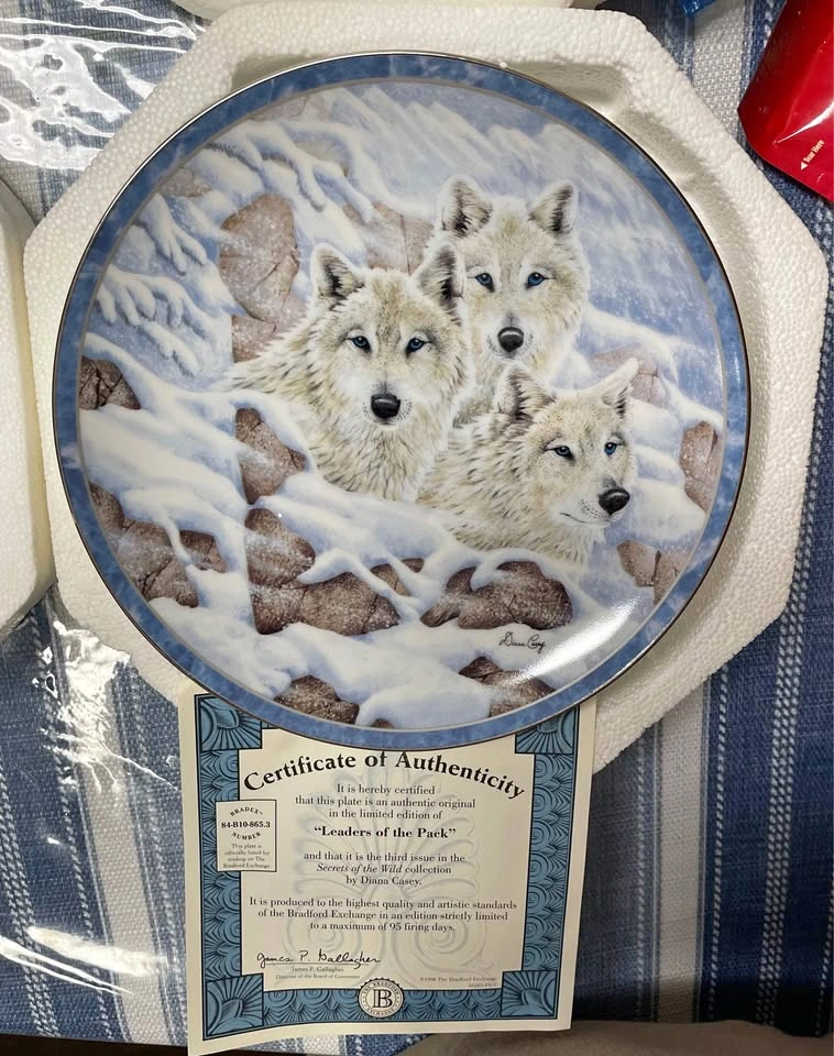 Wolf collectors plates “secrets of the wild” by Diana Casey