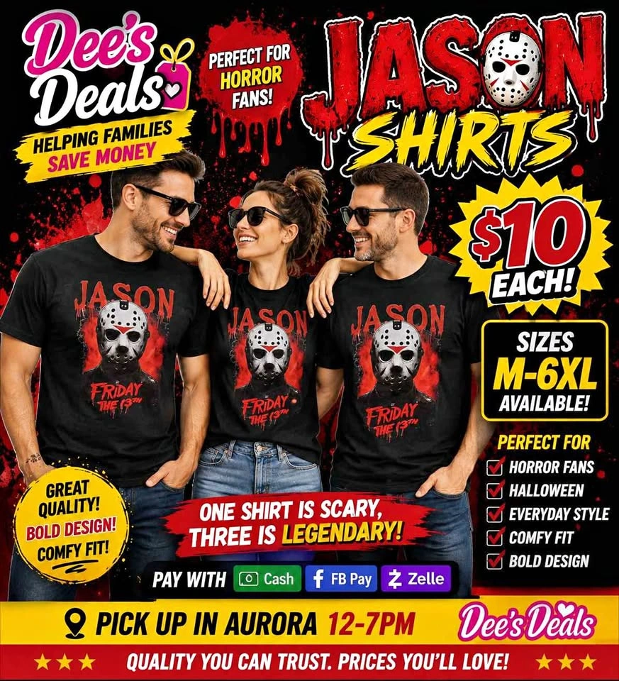 Jason Friday the 13th Shirt $10 each