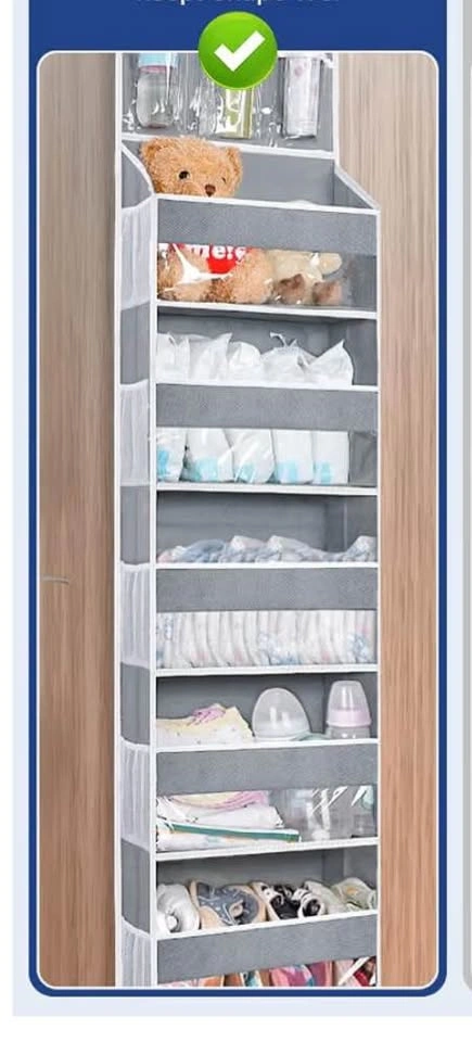 Over the door organizer with 5 large pockets, grey - photo 2