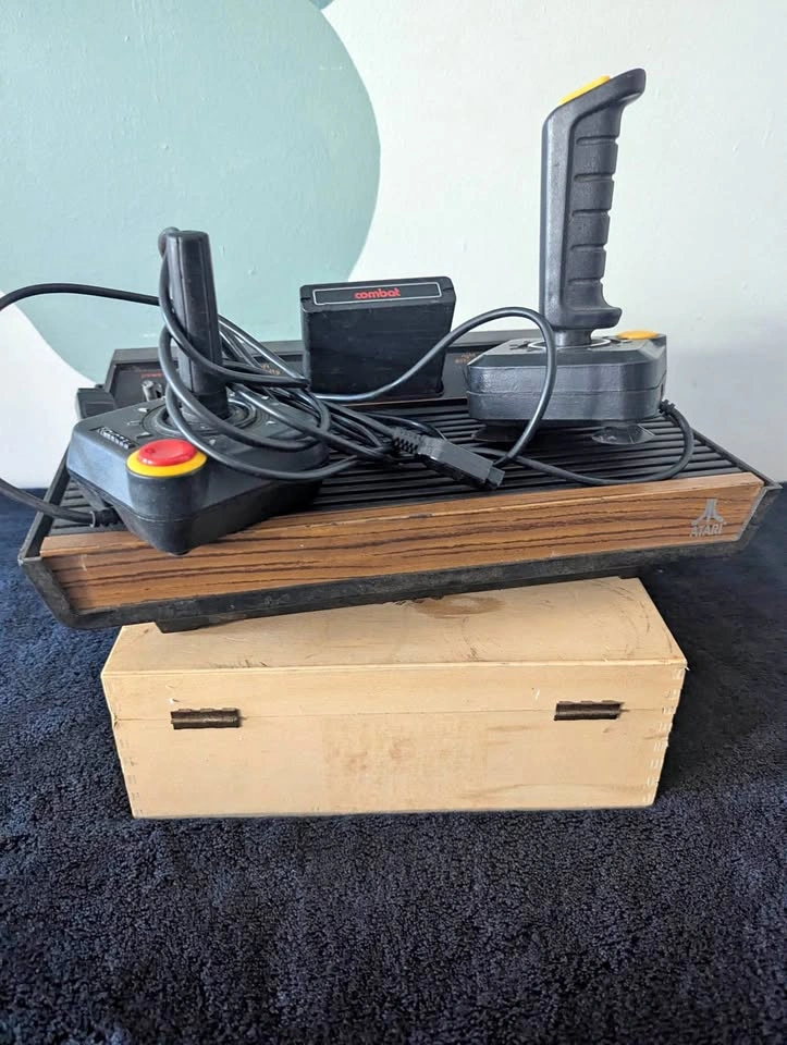 Atari 2600 Console with Joysticks and Combat Game