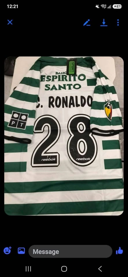 Cristiano Ronaldo CR7 Sporting Lisbon Home Jersey 2003 XL - photo 4