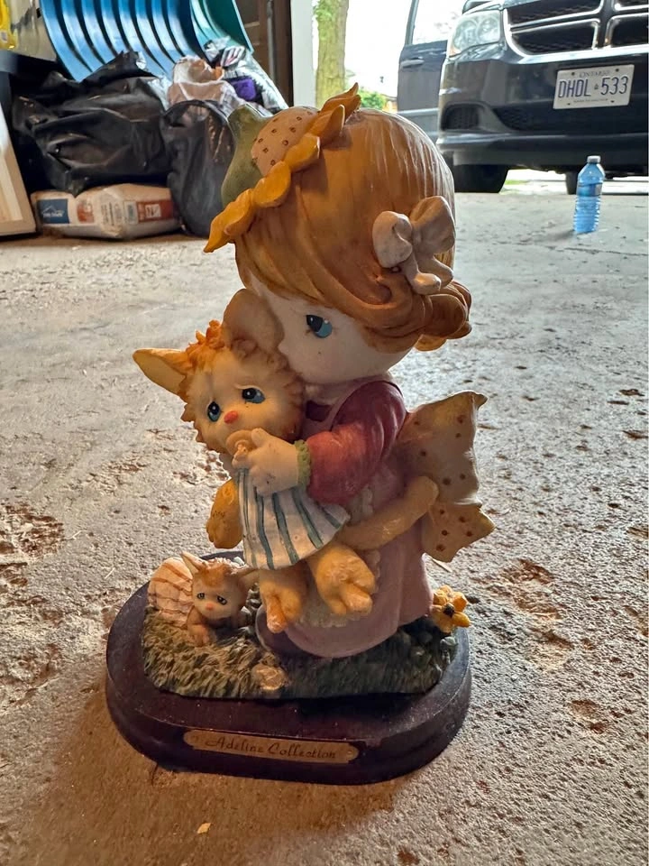 Vintage Girl with Kitten Figurine