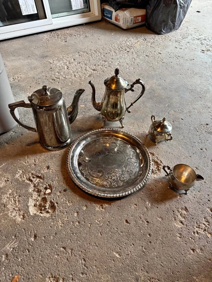 Vintage Silver Plated Tea & Coffee Set with Tray