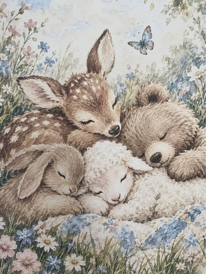 Framed Woodland Nursery Wall Art - Deer, Bunny, Lamb & Bear - photo 2