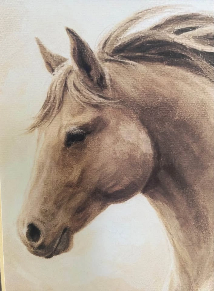 Framed 15x15” - Elegant Horse Art – Neutral Equestrian Print - photo 3