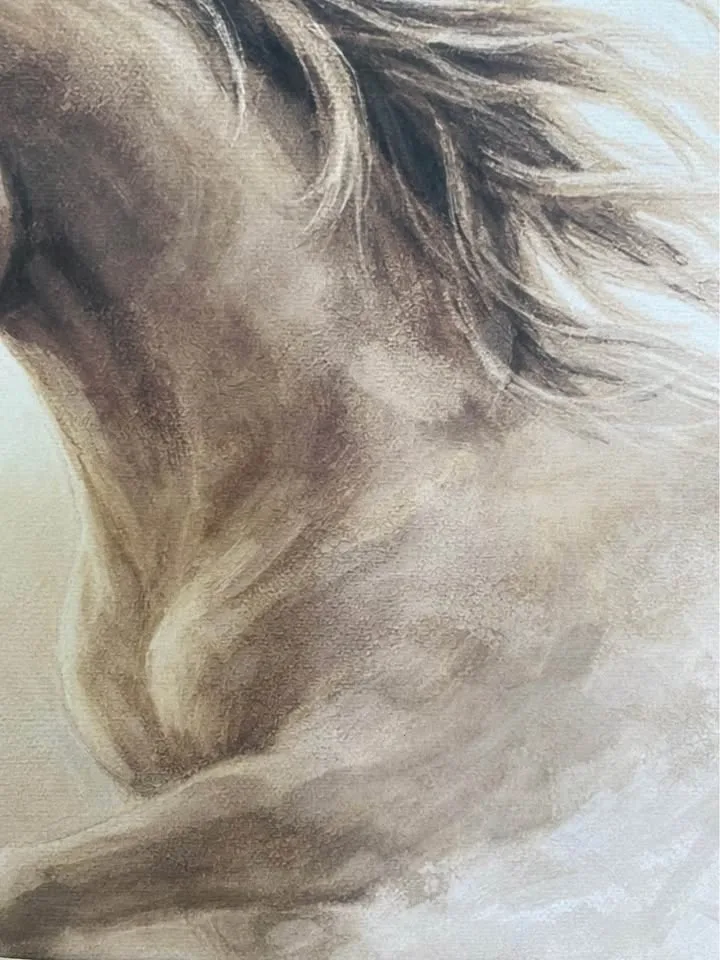 Framed 15x15” - Elegant Horse Art – Neutral Equestrian Print - photo 5