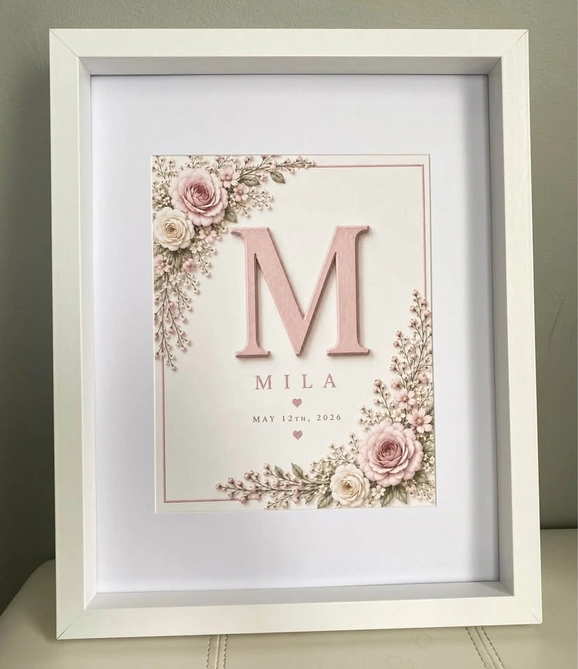 Framed Customized Personalized Nursery Artwork 12x15” - photo 2