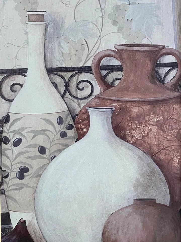 Framed Mediterranean Still Life Pottery art - 17x14 - photo 2