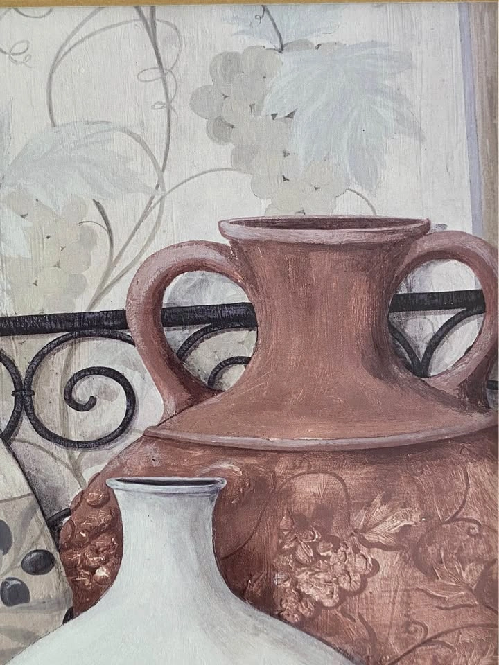 Framed Mediterranean Still Life Pottery art - 17x14 - photo 3