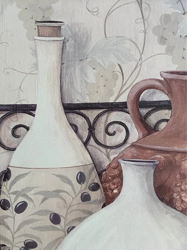 Framed Mediterranean Still Life Pottery art - 17x14 - photo 4