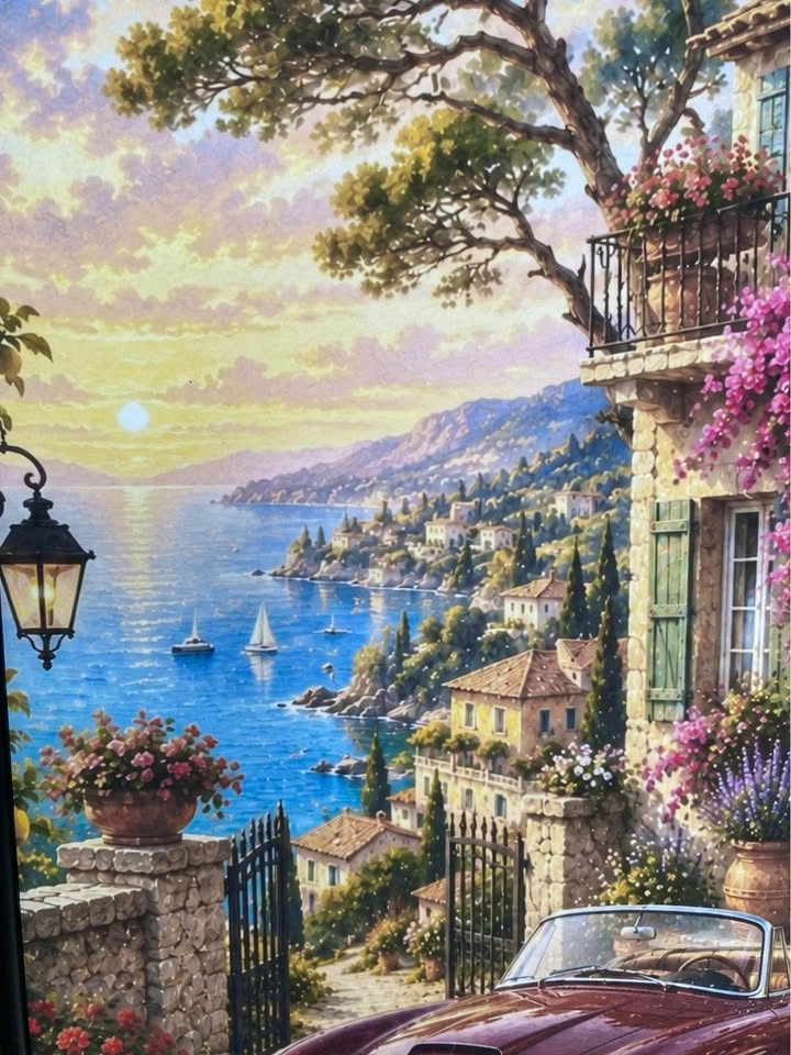 Framed Mediterranean Coastal Villa Wall Art (13” x 11”) - photo 3