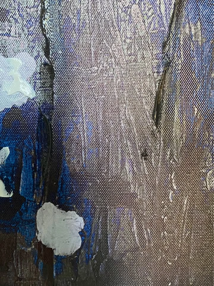 Textured Abstract Floral Canvas Painting | White Flowers - photo 5