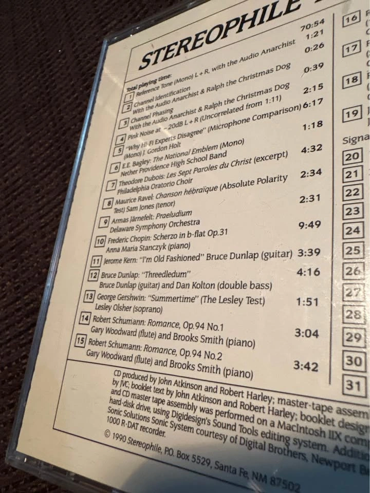 Rare Stereophile Test - Calibration CD (1990 Audiophile Referenc - photo 4