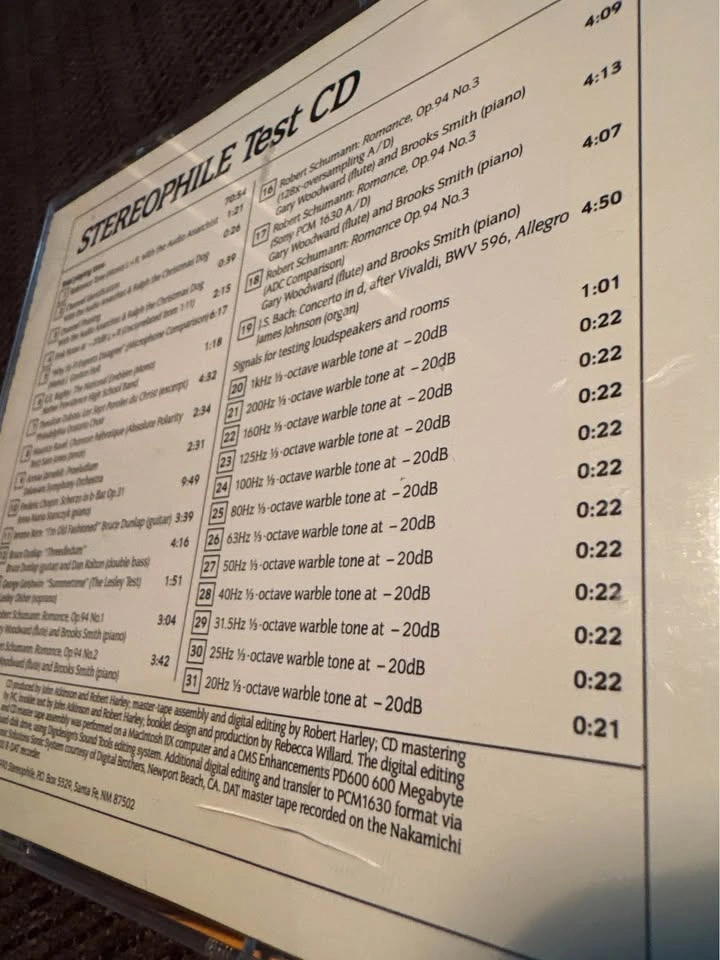 Rare Stereophile Test - Calibration CD (1990 Audiophile Referenc - photo 5