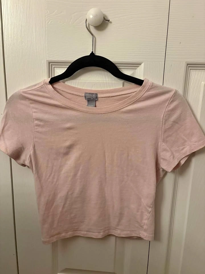 Tilly's Cropped Crewneck Tee in Light Pink
