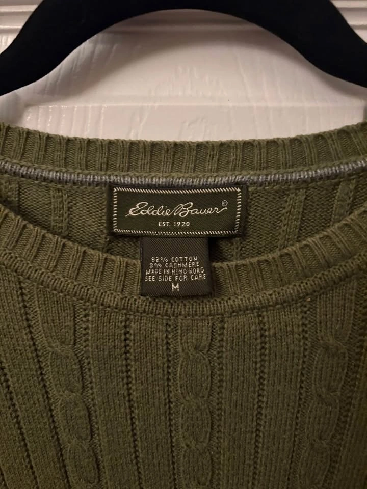 Eddie Bauer Olive Cable-Front Crewneck Sweater - Men - photo 5