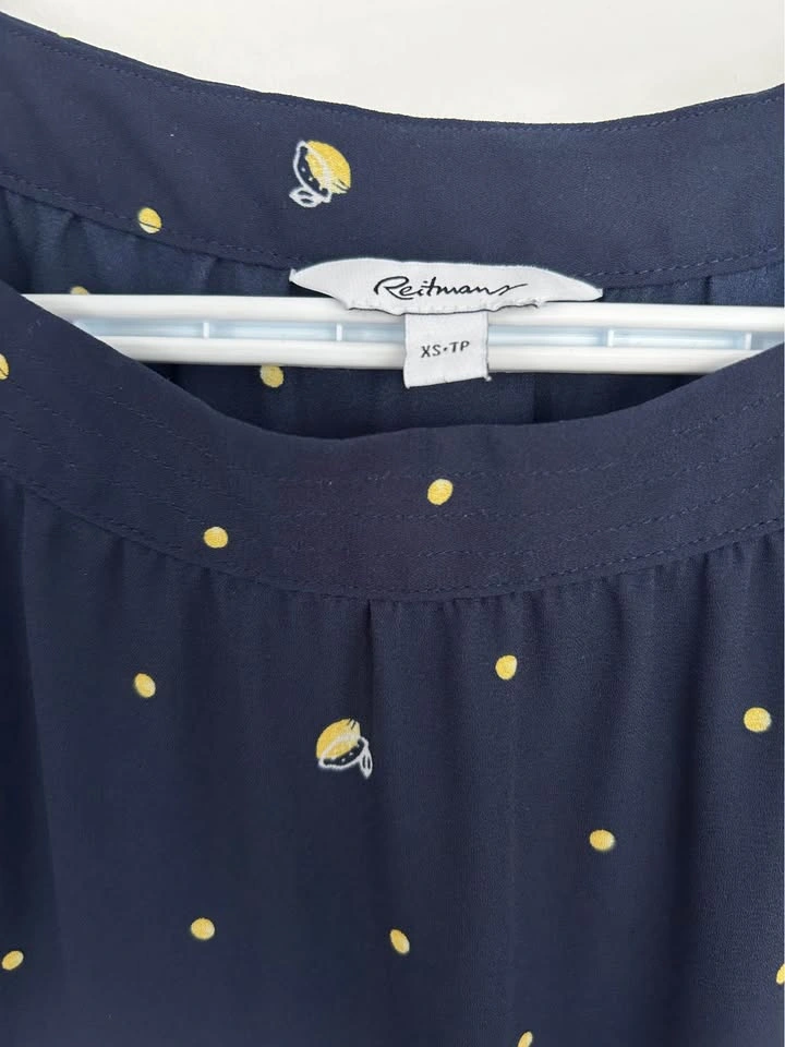 Reitmans - Navy Blue Lemon Blouse (XS) - photo 2