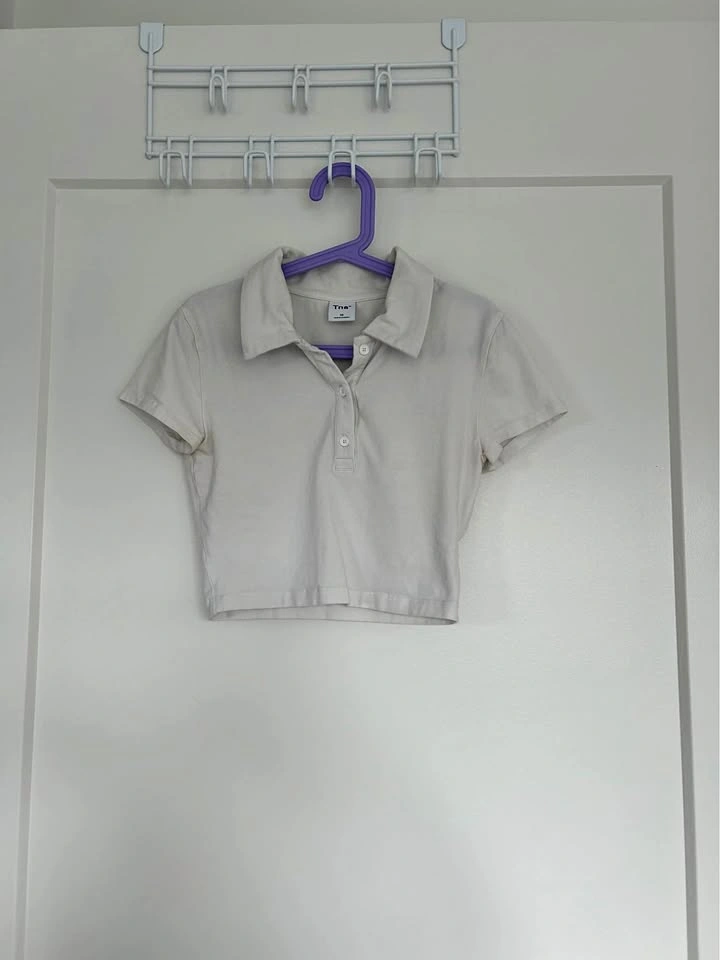 Aritzia TNA - White Crop Polo (XS)