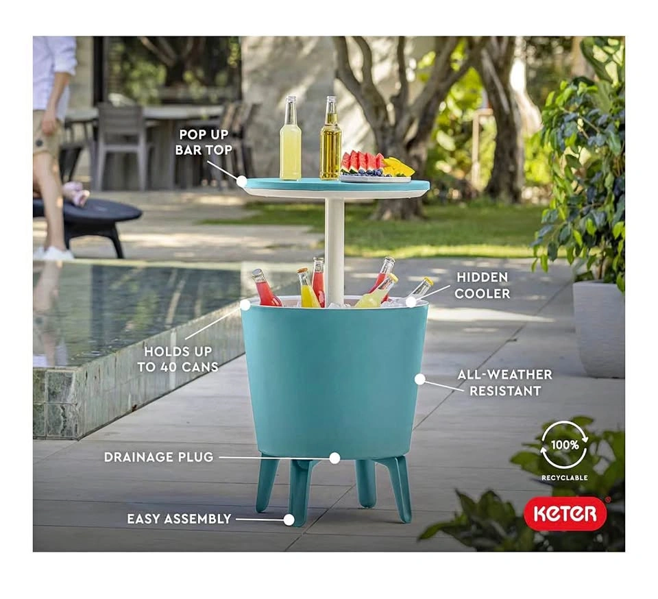 Keter Outdoor Cool Bar Patio Cooler Table (Teal)