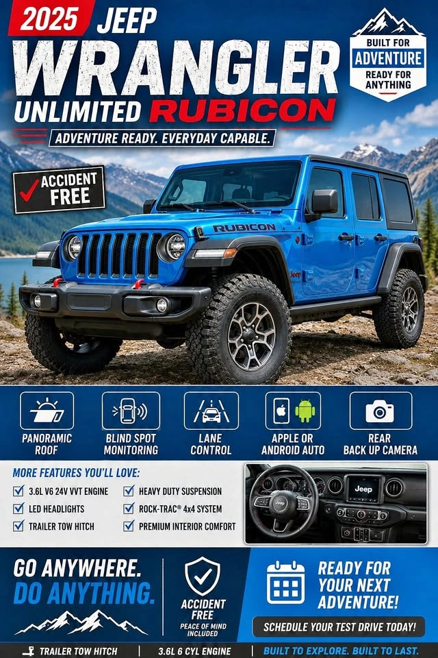 2025 Blue Jeep Wrangler Rubicon 4-Door