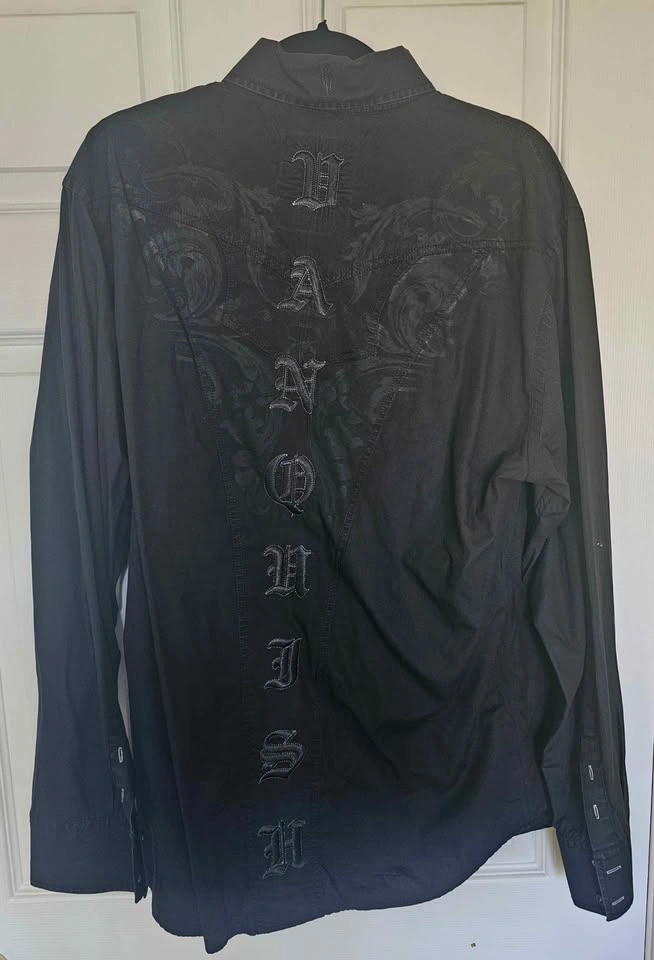 Roar Maxwell Men's Y2K Gothic Embroidered Shirt - Size XL - photo 2