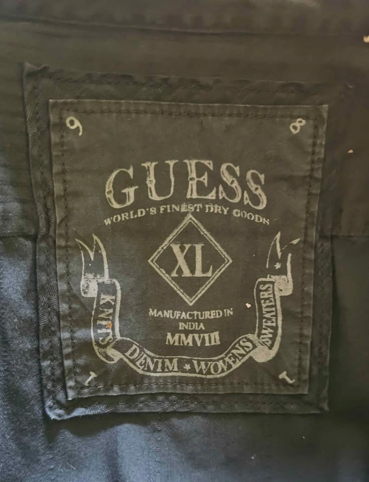 GUESS Men's Black Embroidered Pullover Long Sleeve Shirt - Size - photo 2