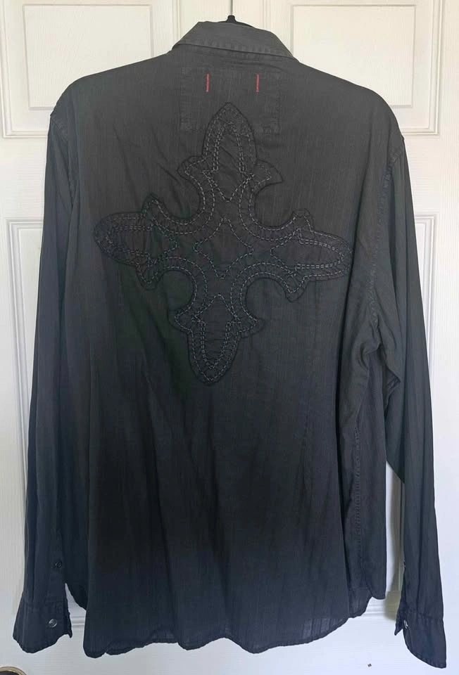 GUESS Vintage Men's Large Back Cross Embroidered Shirt - Size XL - photo 2