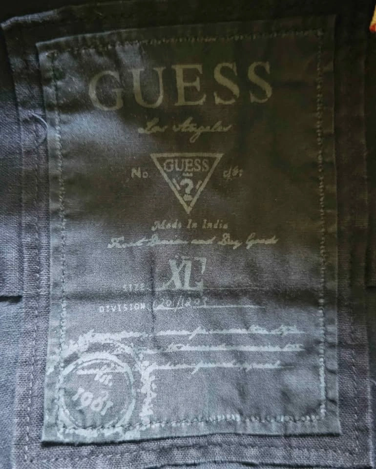 GUESS Men's Black Linen Blend Embroidered Long Sleeve Shirt - Si - photo 2
