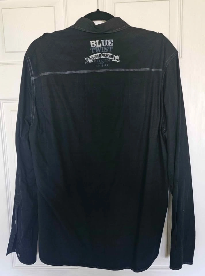 POINT ZERO Men's Black Military Graphic Long Sleeve Shirt - Size - photo 2